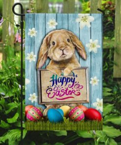 happy easter bunny eggs flag 1229