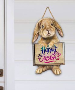 Happy Easter Bunny Wooden Door Sign QNK701WDv1