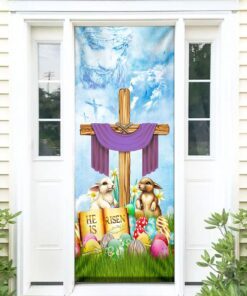 Happy Easter Door Cover, He Is Risen, Bunny Egg QNN476D