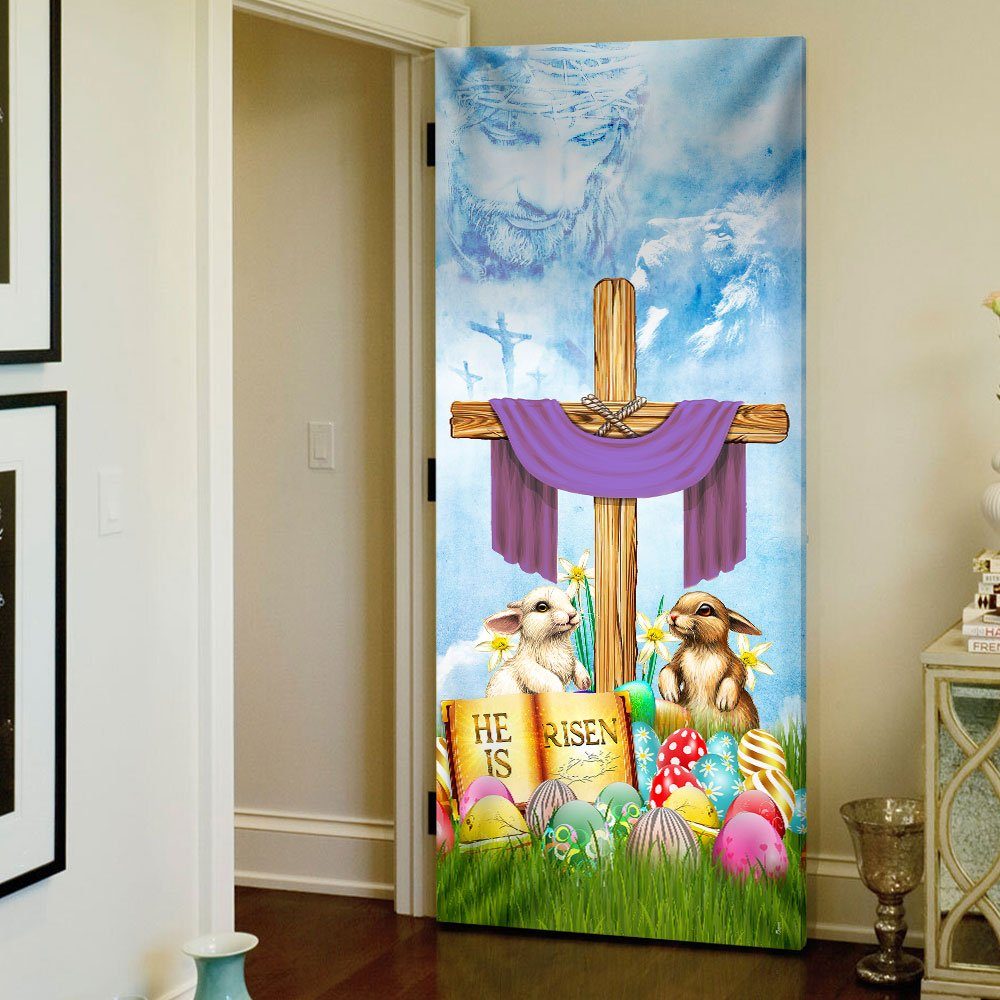 Happy Easter Door Cover, He Is Risen, Bunny Egg QNN476D - Image 5