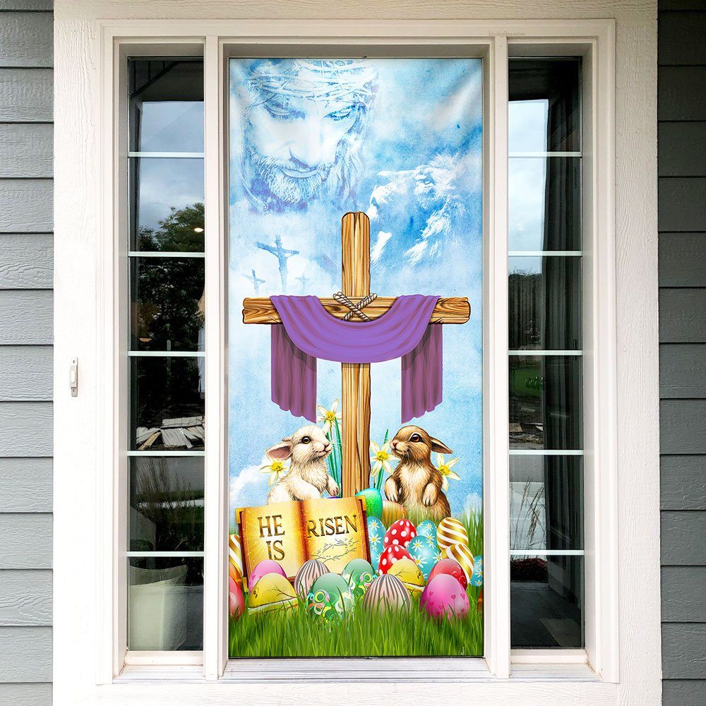 Happy Easter Door Cover, He Is Risen, Bunny Egg QNN476D - Image 2