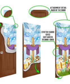 happy easter door cover, he is risen, bunny egg qnn476d 5296
