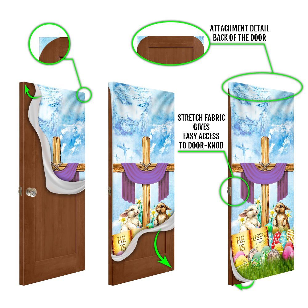 Happy Easter Door Cover, He Is Risen, Bunny Egg QNN476D - Image 6
