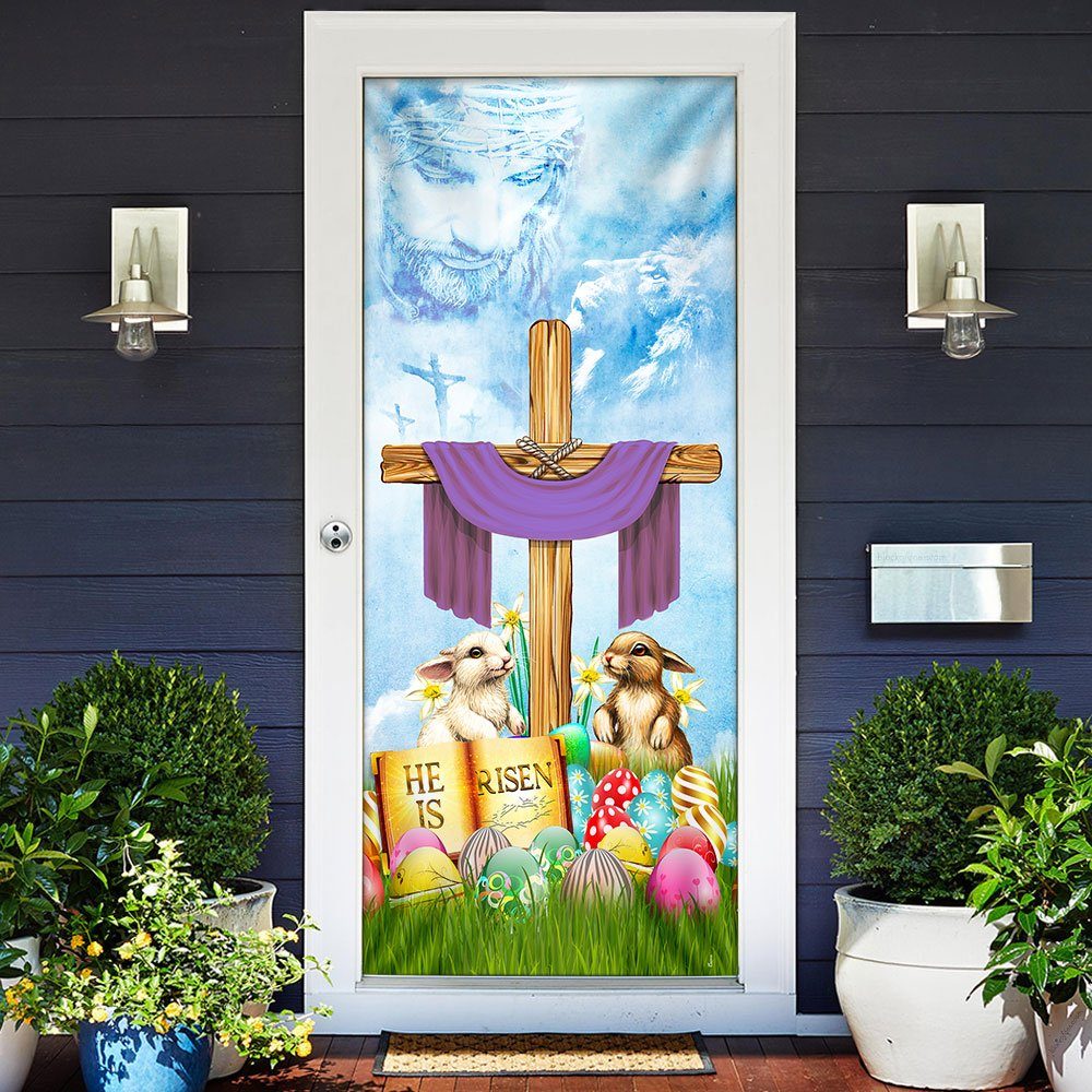 Happy Easter Door Cover, He Is Risen, Bunny Egg QNN476D - Image 3