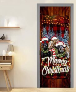 happy family cow mooey christmas door cover 2444