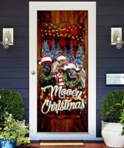 happy family cow mooey christmas door cover 4130