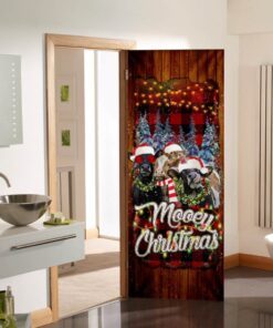 happy family cow mooey christmas door cover 6705
