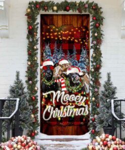 happy family cow mooey christmas door cover 8533