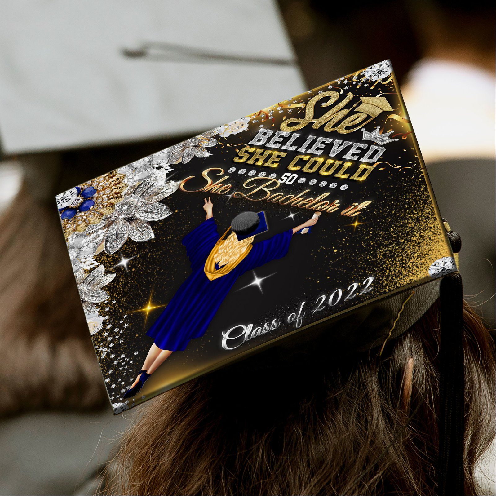 Happy Graduation Girl, Class Of 2022, She Bachelor It Graduation Cap TPT31GCv1 - Image 6