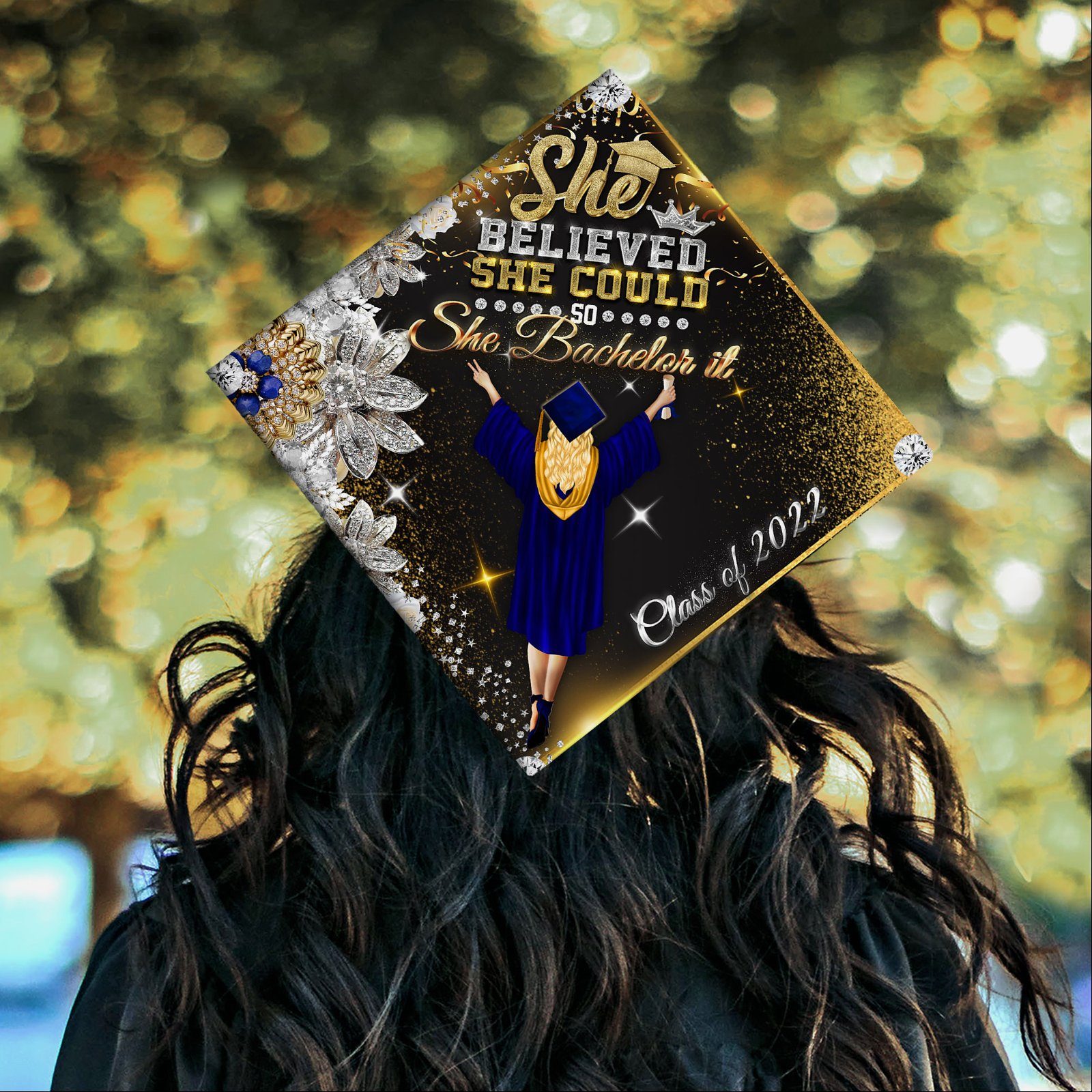 Happy Graduation Girl, Class Of 2022, She Bachelor It Graduation Cap TPT31GCv1 - Image 3