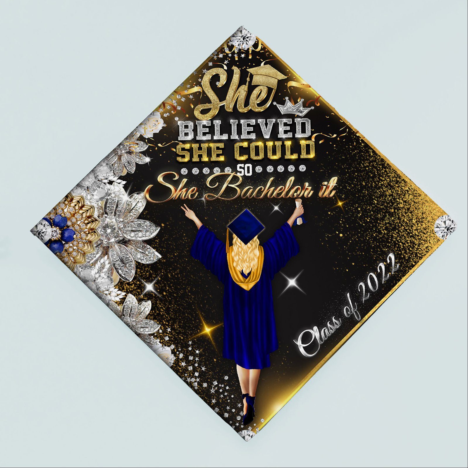 Happy Graduation Girl, Class Of 2022, She Bachelor It Graduation Cap TPT31GCv1 - Image 2