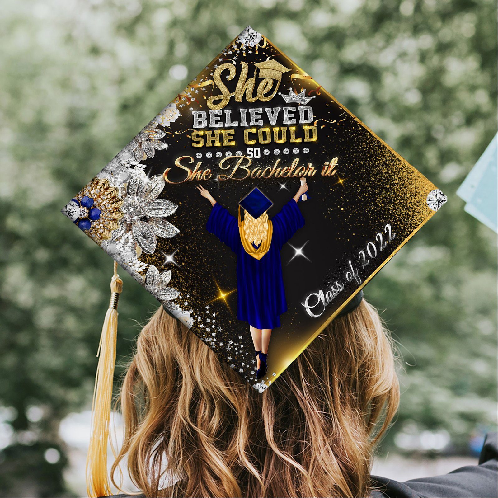 Happy Graduation Girl, Class Of 2022, She Bachelor It Graduation Cap TPT31GCv1 - Image 4