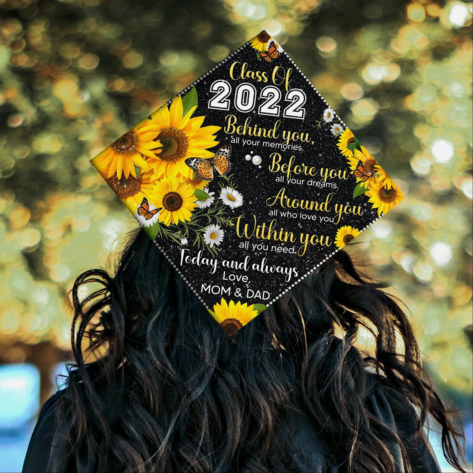Happy Graduation Girl From Mom And Dad, Class Of 2022 Graduation Cap TPT38GC - Image 4