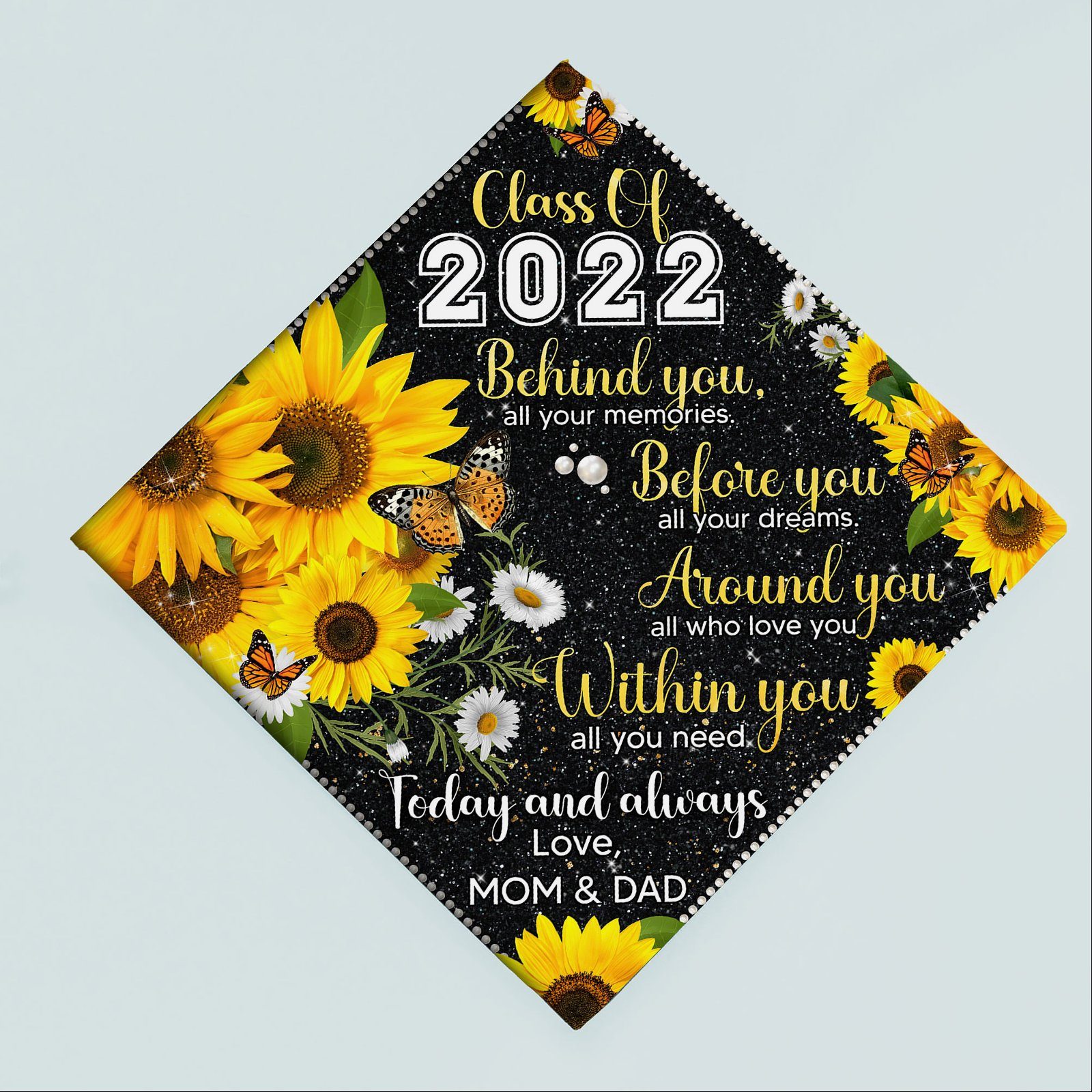 Happy Graduation Girl From Mom And Dad, Class Of 2022 Graduation Cap TPT38GC - Image 2