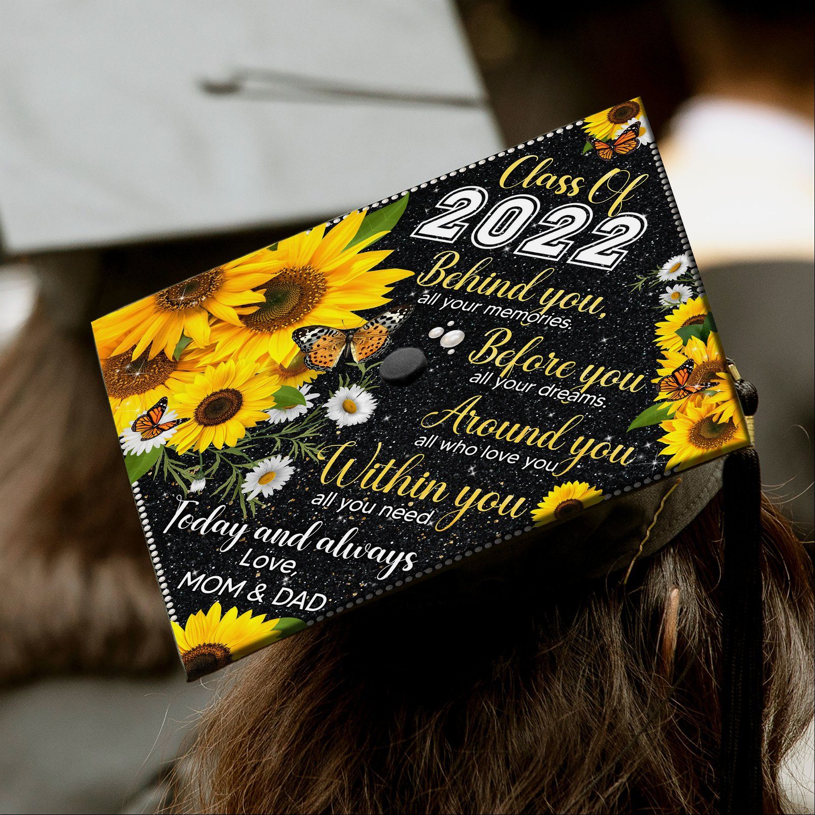 Happy Graduation Girl From Mom And Dad, Class Of 2022 Graduation Cap TPT38GC - Image 6