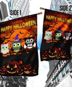 happy halloween owls flag 8100