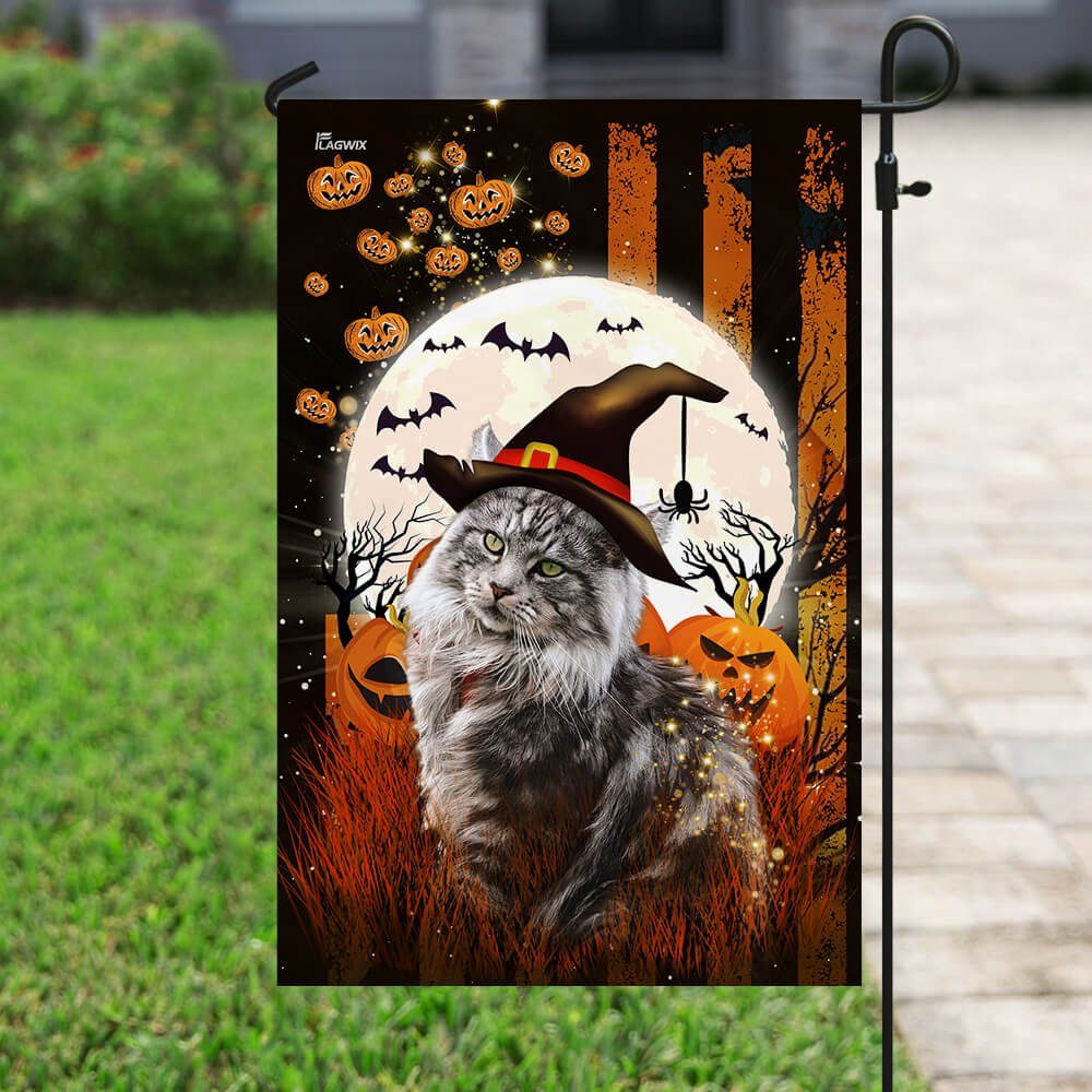 Happy Halloween Witch's Cat Flagwix™ Halloween Maine Coon Cat Flag - Image 6