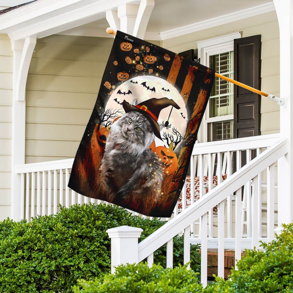 Happy Halloween Witch's Cat Flagwix™ Halloween Maine Coon Cat Flag - Image 5
