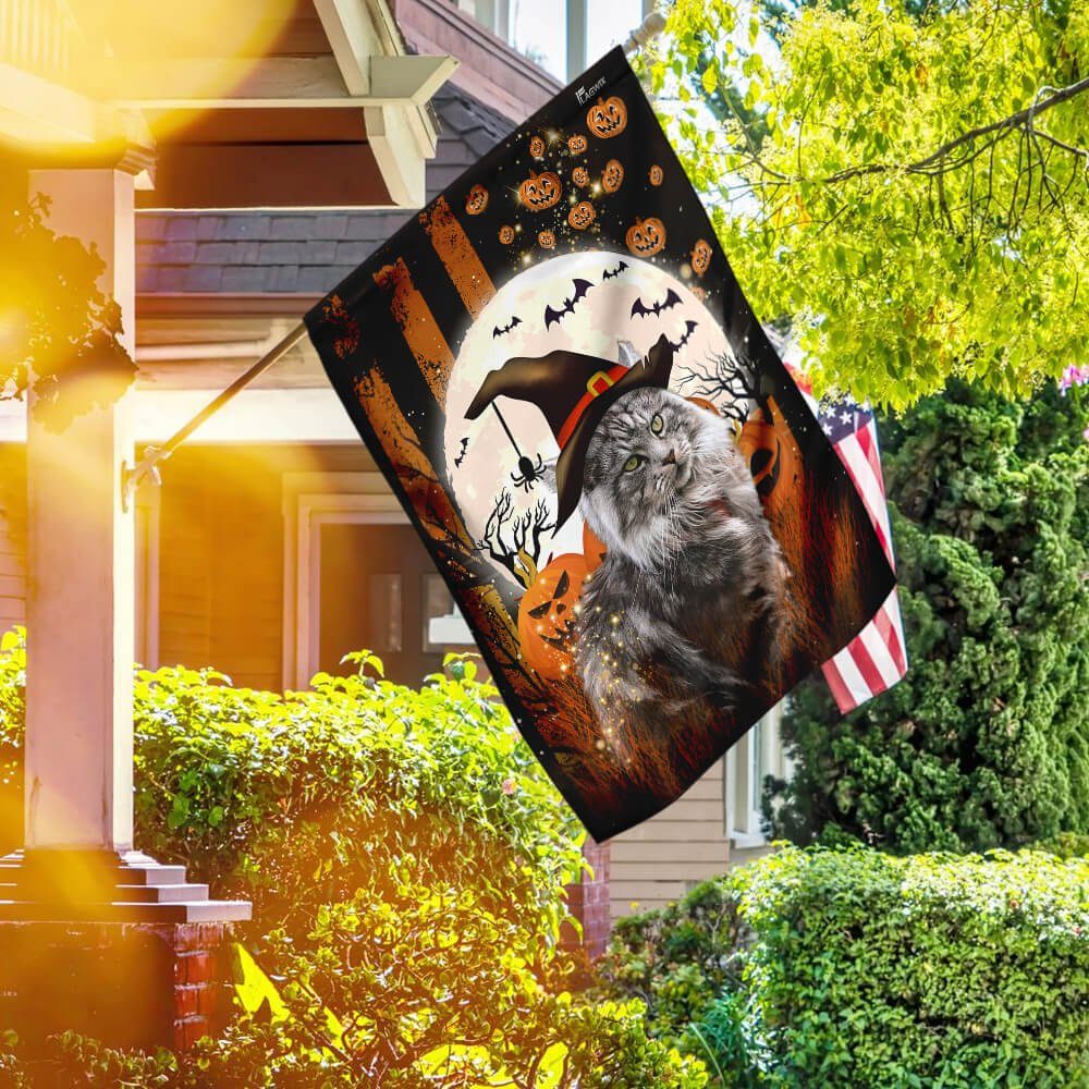 Happy Halloween Witch's Cat Flagwix™ Halloween Maine Coon Cat Flag - Image 2