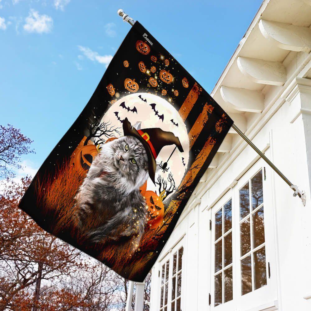 Happy Halloween Witch's Cat Flagwix™ Halloween Maine Coon Cat Flag - Image 3