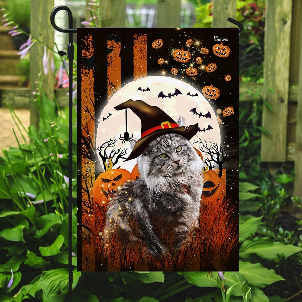 Happy Halloween Witch's Cat Flagwix™ Halloween Maine Coon Cat Flag - Image 7