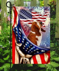 happy independence day basset hound flag 4011