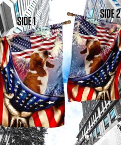 Happy Independence Day Basset Hound Flag