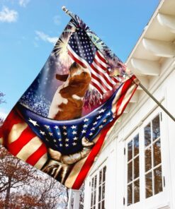 happy independence day basset hound flag 5089