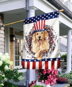 Happy Independence Day Golden Retriever Flag