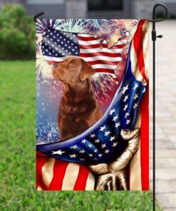 happy independence day red fox labrador retriever flag 2109