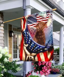 happy independence day red fox labrador retriever flag 3618