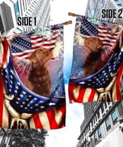 happy independence day red fox labrador retriever flag 4398