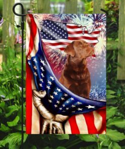 happy independence day red fox labrador retriever flag 5005