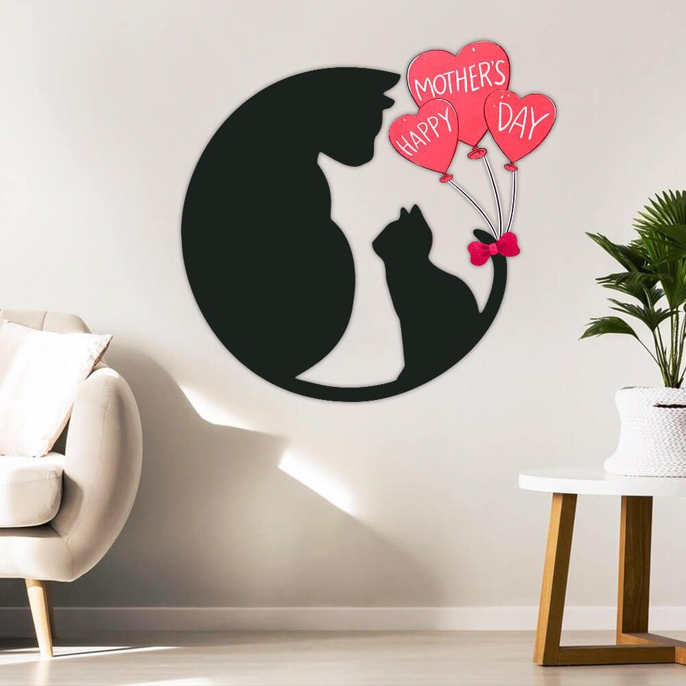 Happy Mother's Day Hanging Metal Sign Black Cat Family NNT496MS - Image 2