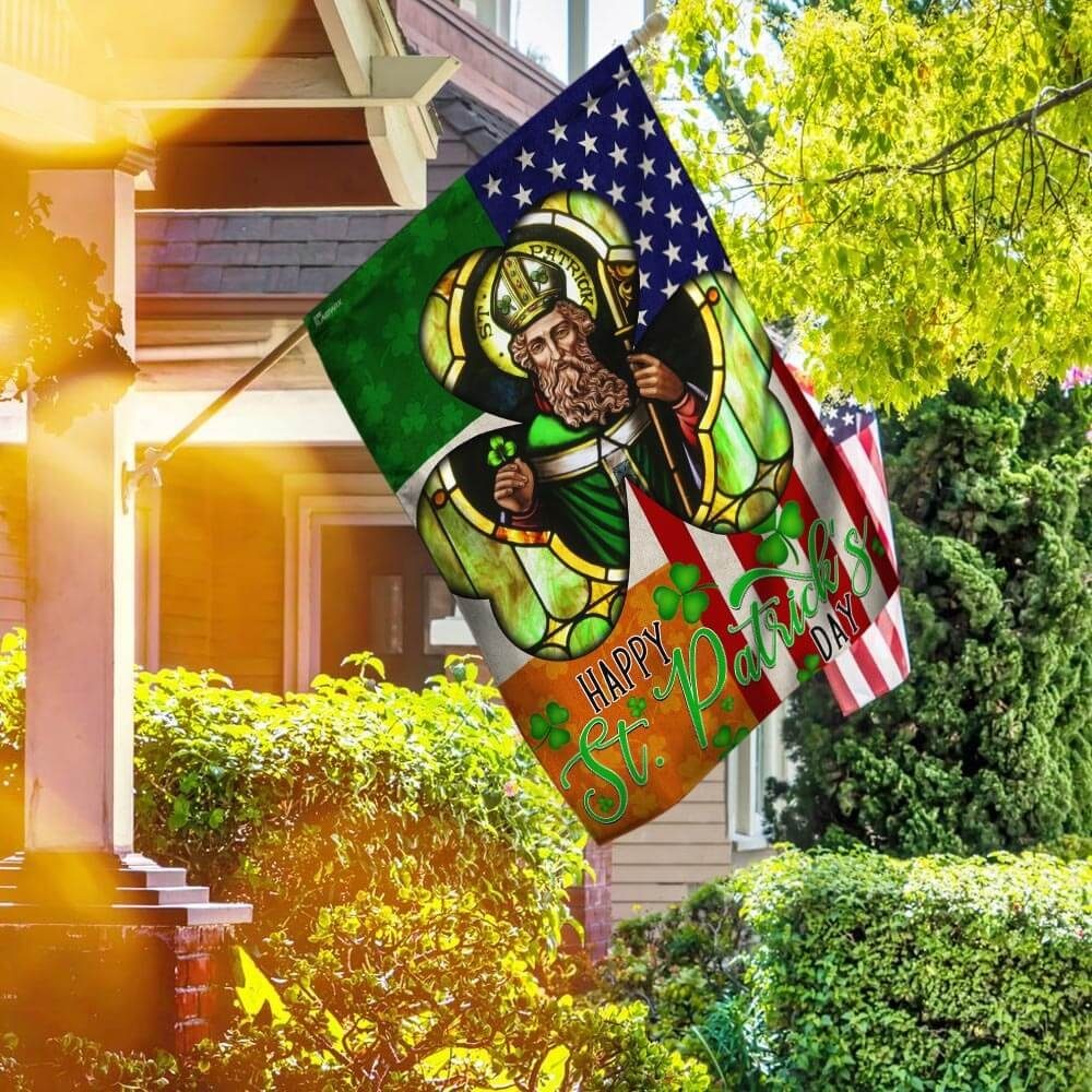 Happy Saint Patrick's Day. Irish American Flag