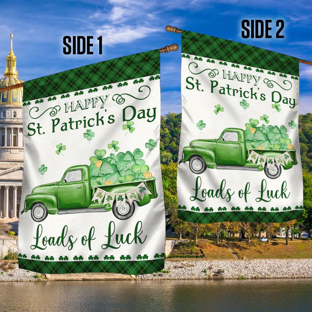 Happy St. Patrick's Day Flag Green Truck Loads Of Luck TQN836F - Image 2