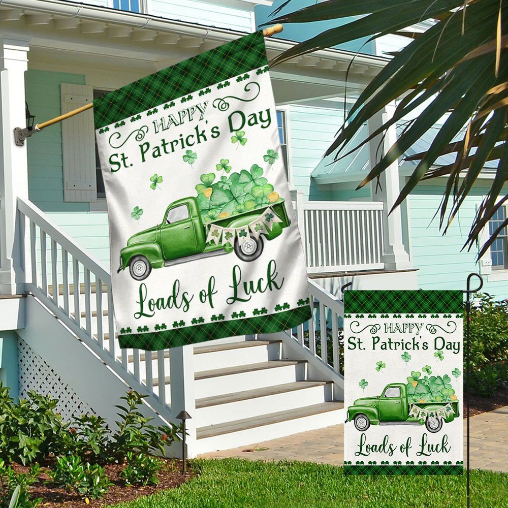 Happy St. Patrick's Day Flag Green Truck Loads Of Luck TQN836F - Image 4