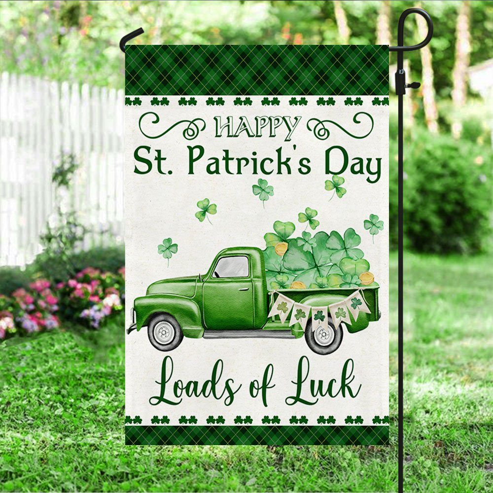 Happy St. Patrick's Day Flag Green Truck Loads Of Luck TQN836F - Image 3