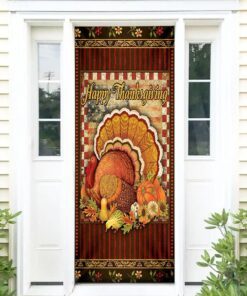Happy Thanksgiving Door Cover Flagwix™ Happy Thanksgiving Turkey Door Cover TRN269D
