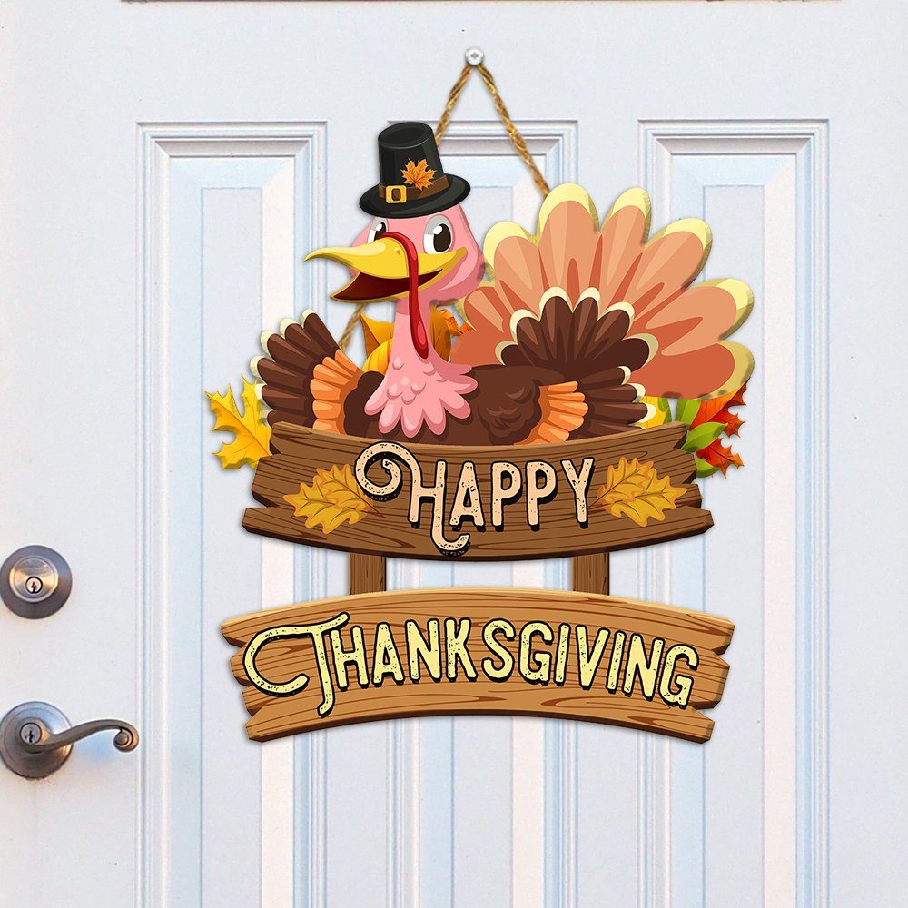 Happy Thanksgiving Turkey Wooden Sign Decor TQN441WD