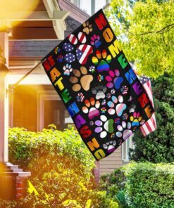 Hate Has No Home Here LGBT Cat Paws Flag