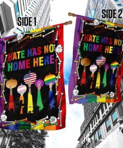 hate has no home here lgbt pumpkin halloween flag 3386