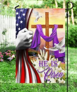 he is risen. easter christian cross american flag thh3772f 1327