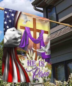 he is risen. easter christian cross american flag thh3772f 2260