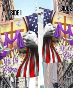 he is risen. easter christian cross american flag thh3772f 4706