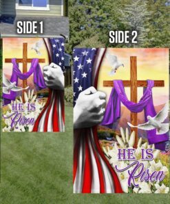 he is risen. easter christian cross american flag thh3772f 7218