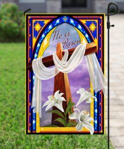 he is risen christian cross flag 1500