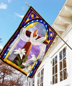he is risen christian cross flag 1502