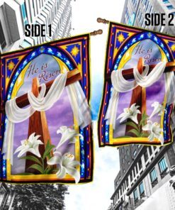 he is risen christian cross flag 6334