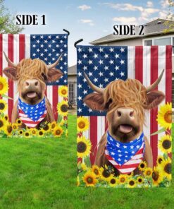 highland cattle sunflower patriot cow flag mln1488f 1911